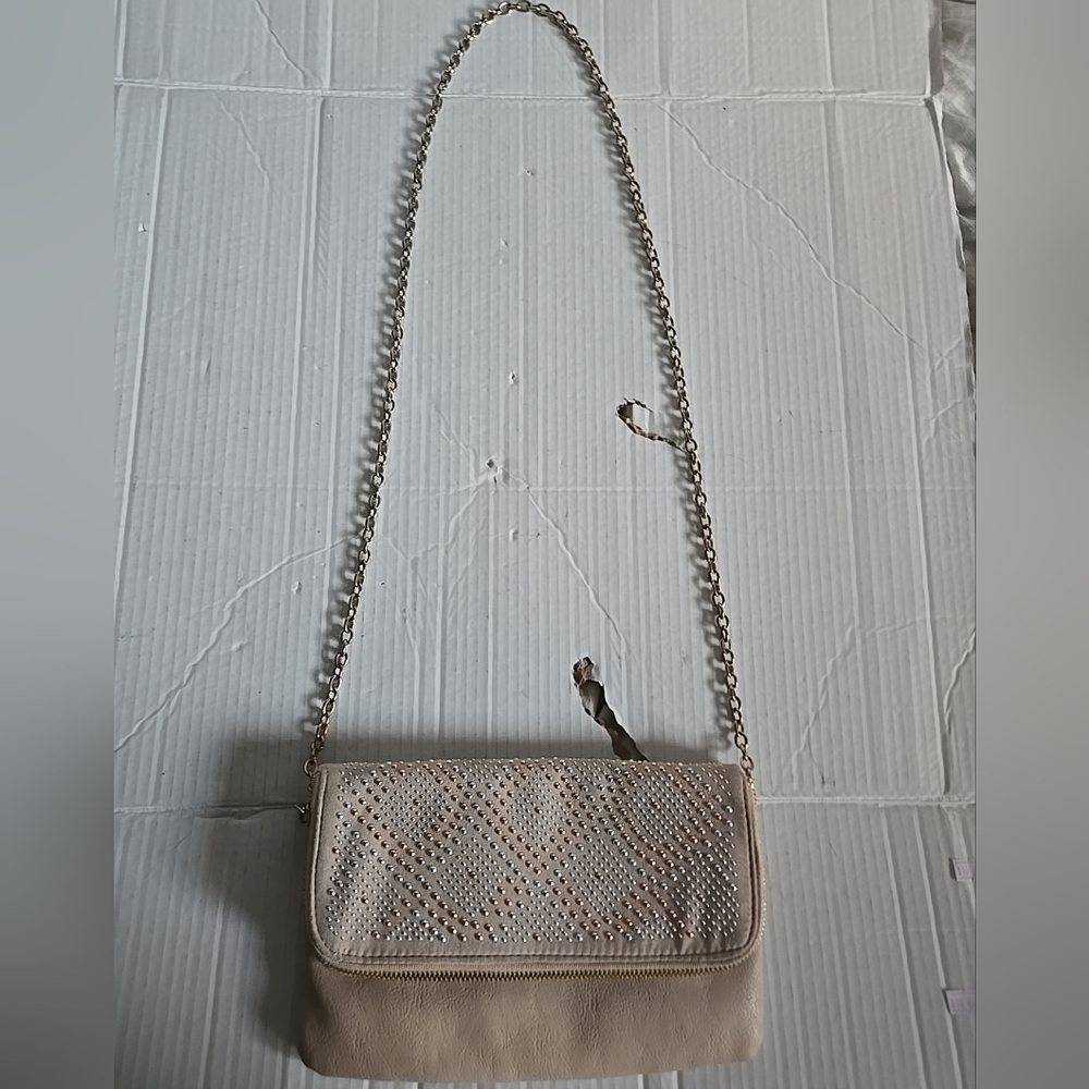 Aldo Chain Strap Handbag Cream Color With Beads